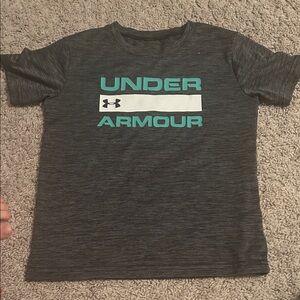 Under Armour Kids Charcoal Tee with Green Logo